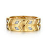 14K Yellow Gold Faceted Diamond Fashion Men's Ring - 0.14 ct