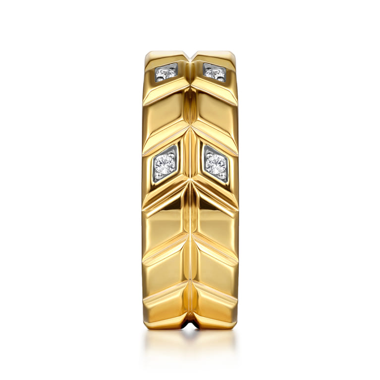 14K Yellow Gold Faceted Diamond Fashion Men's Ring - 0.14 ct - Shot 4