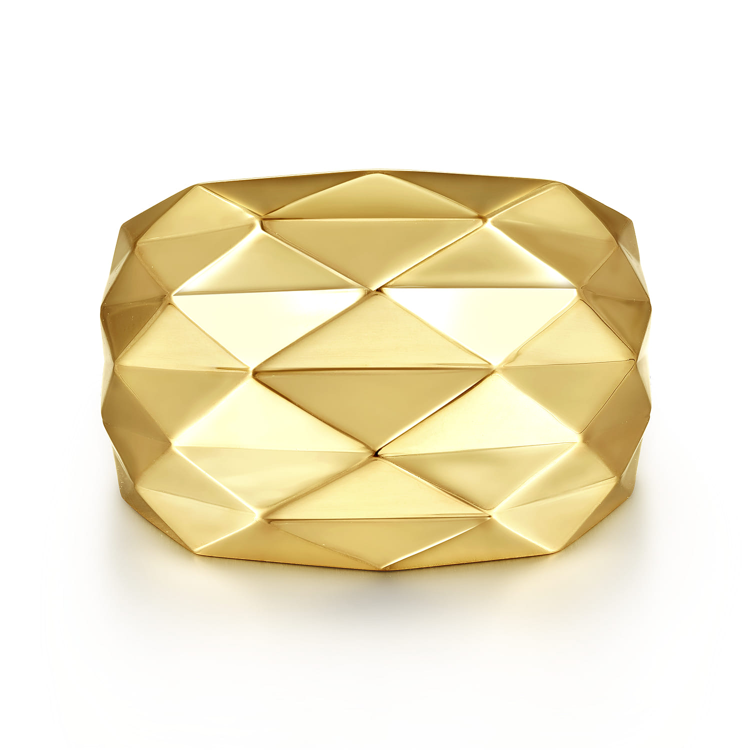 14K Yellow Gold Faceted Geometric Cigar Band - Shot 1