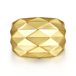 14K Yellow Gold Faceted Geometric Cigar Band