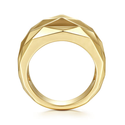 14K Yellow Gold Faceted Geometric Cigar Band