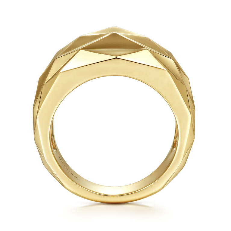 14K Yellow Gold Faceted Geometric Cigar Band - Shot 2