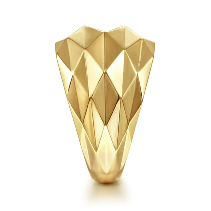 14K Yellow Gold Faceted Geometric Cigar Band