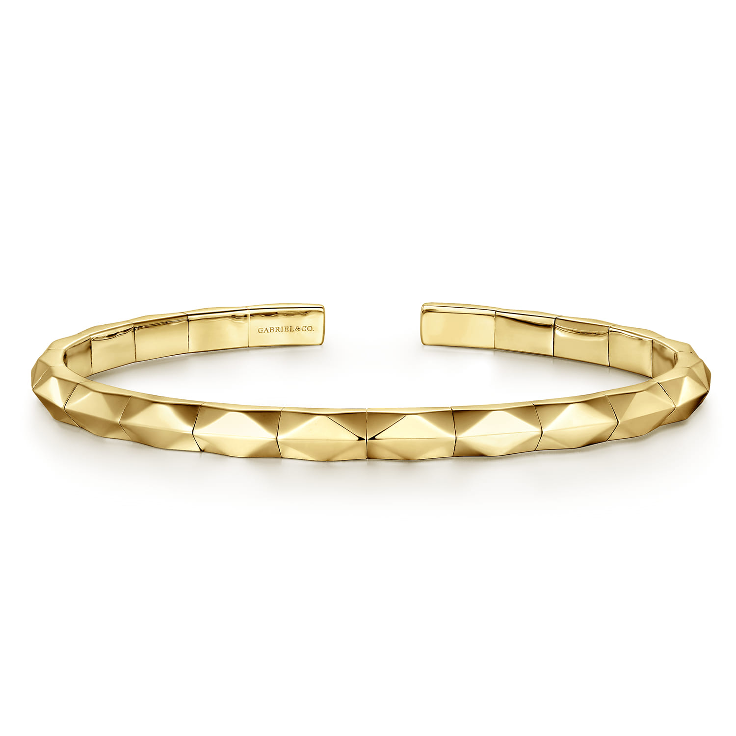 14K Yellow Gold Faceted Open Cuff Bracelet - Shot 1