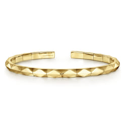 14K Yellow Gold Faceted Open Cuff Bracelet