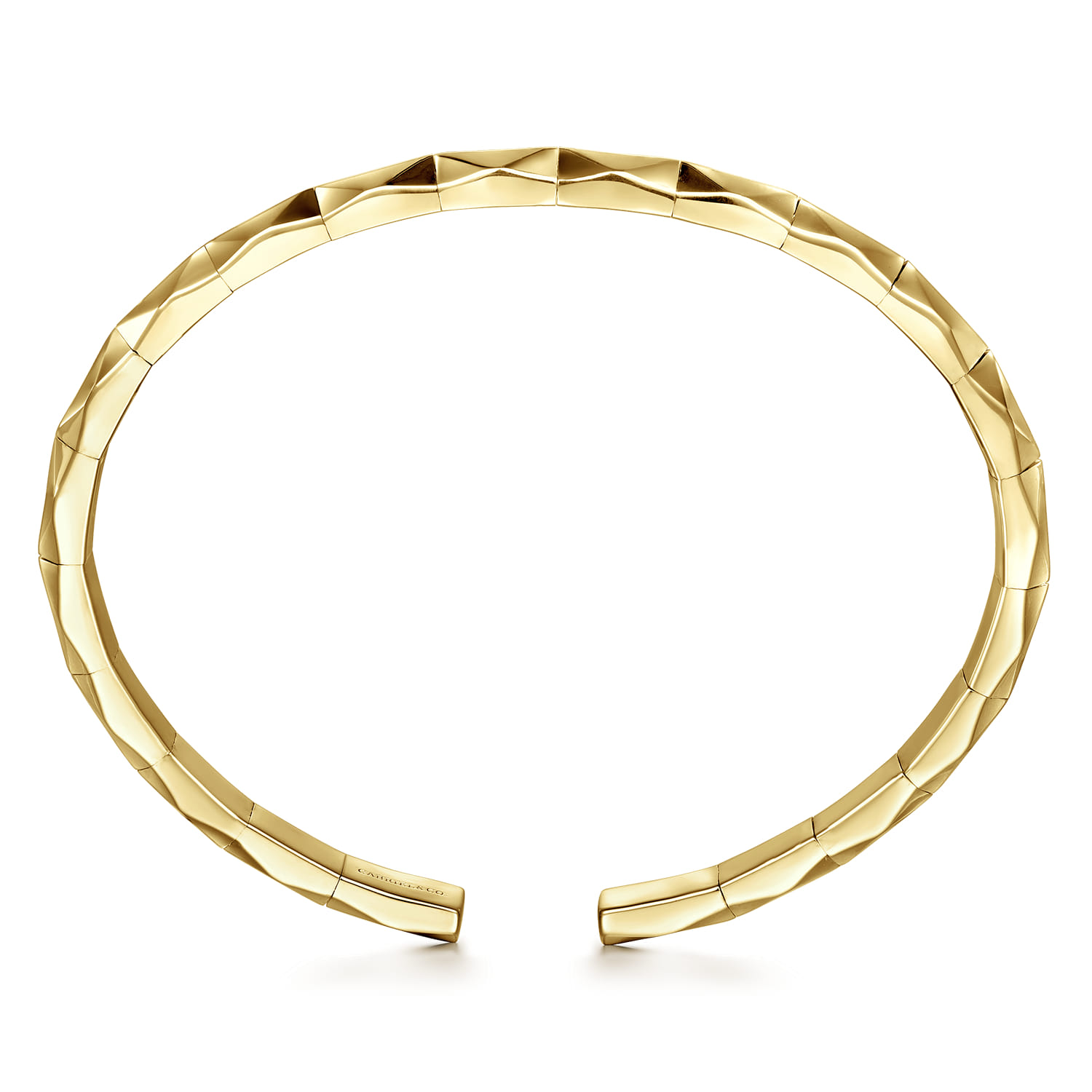 14K Yellow Gold Faceted Open Cuff Bracelet - Shot 2