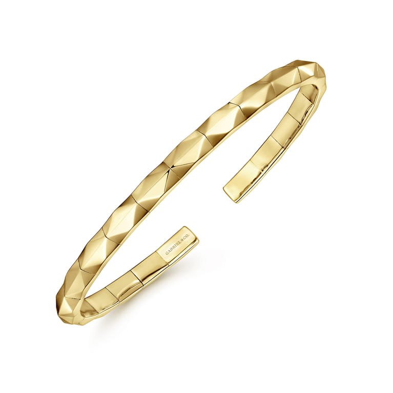 14K Yellow Gold Faceted Open Cuff Bracelet - Shot 3