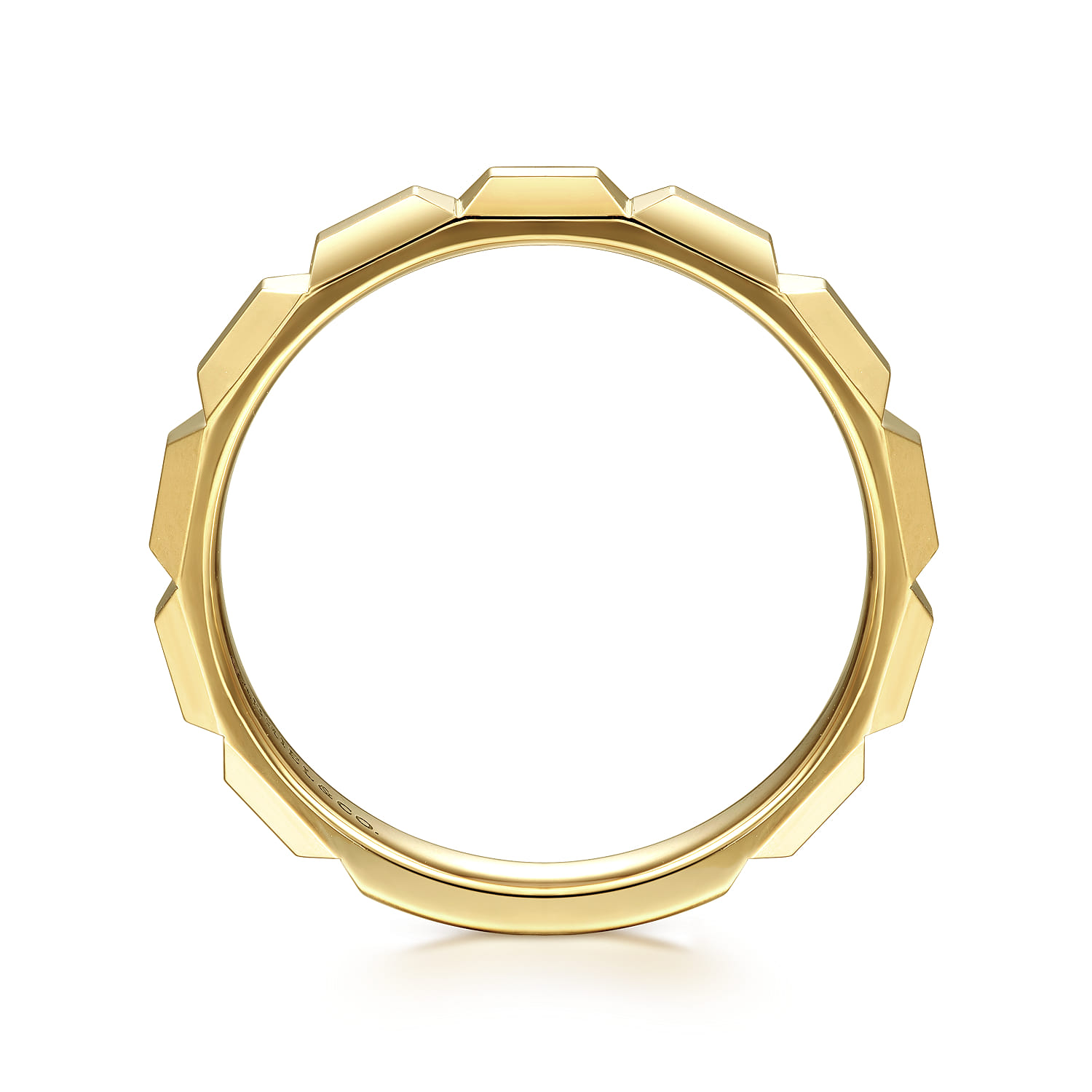 14K Yellow Gold Faceted Rectangle Station Stackable Ring - Shot 2