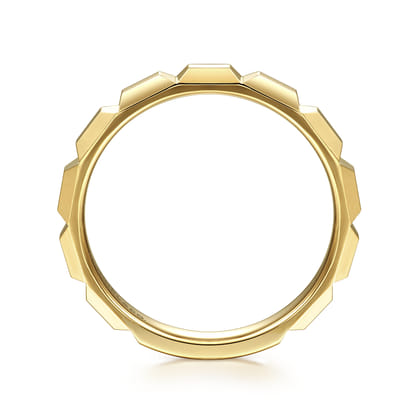 14K Yellow Gold Faceted Rectangle Station Stackable Ring