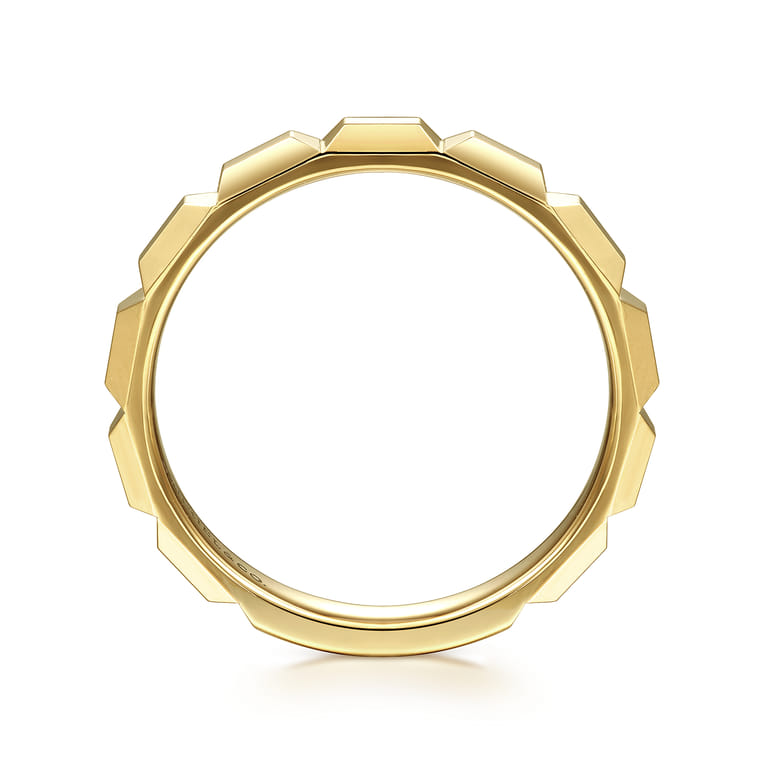 14K Yellow Gold Faceted Rectangle Station Stackable Ring - Shot 2