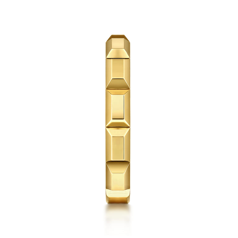 14K Yellow Gold Faceted Rectangle Station Stackable Ring - Shot 4