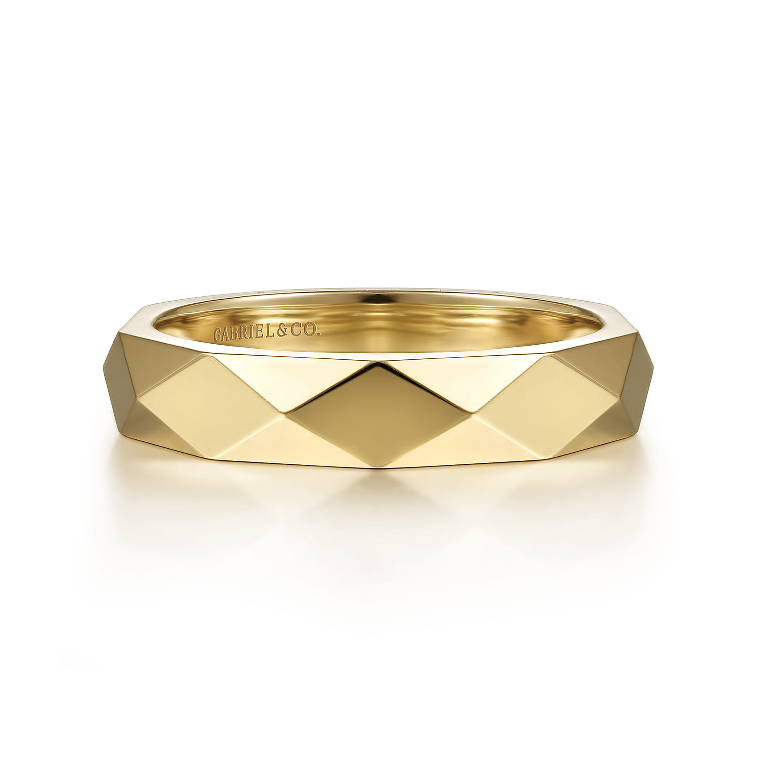 14K Yellow Gold Faceted Stackable Cigar Band - Shot 1