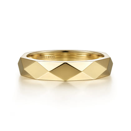 14K Yellow Gold Faceted Stackable Cigar Band