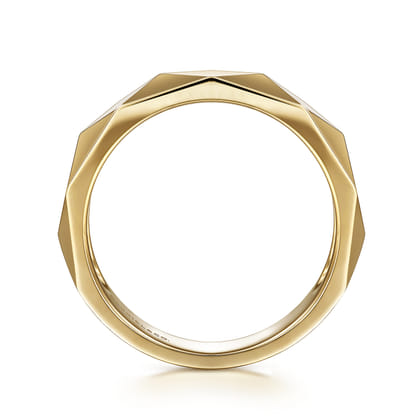 14K Yellow Gold Faceted Stackable Cigar Band