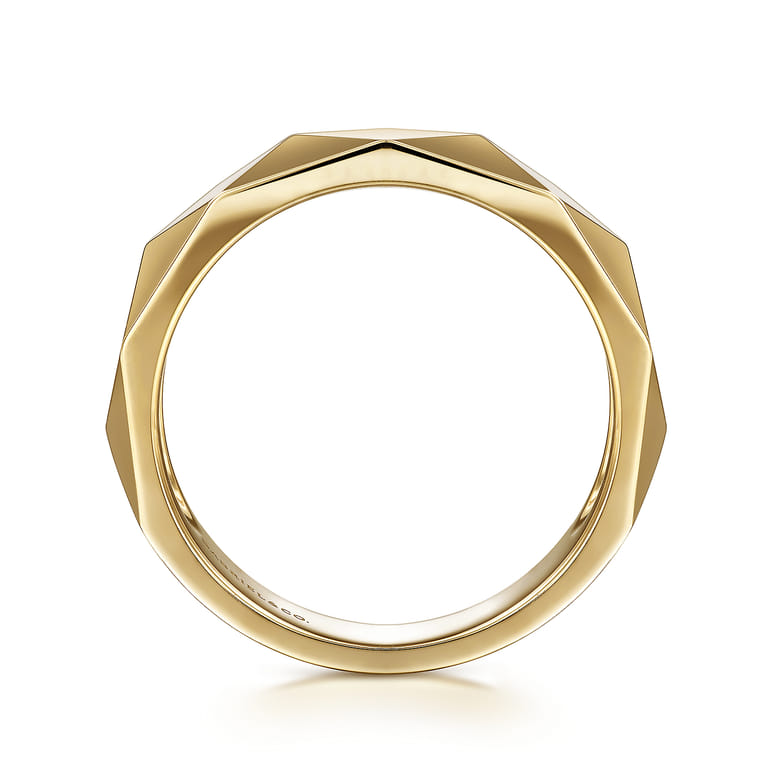 14K Yellow Gold Faceted Stackable Cigar Band - Shot 2