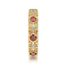 14K Yellow Gold Filligree Garnet and Diamond Stackable Ring - 0.08 ct