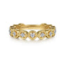 14K Yellow Gold Floating Diamond Station Stackable Ring - 0.2 ct