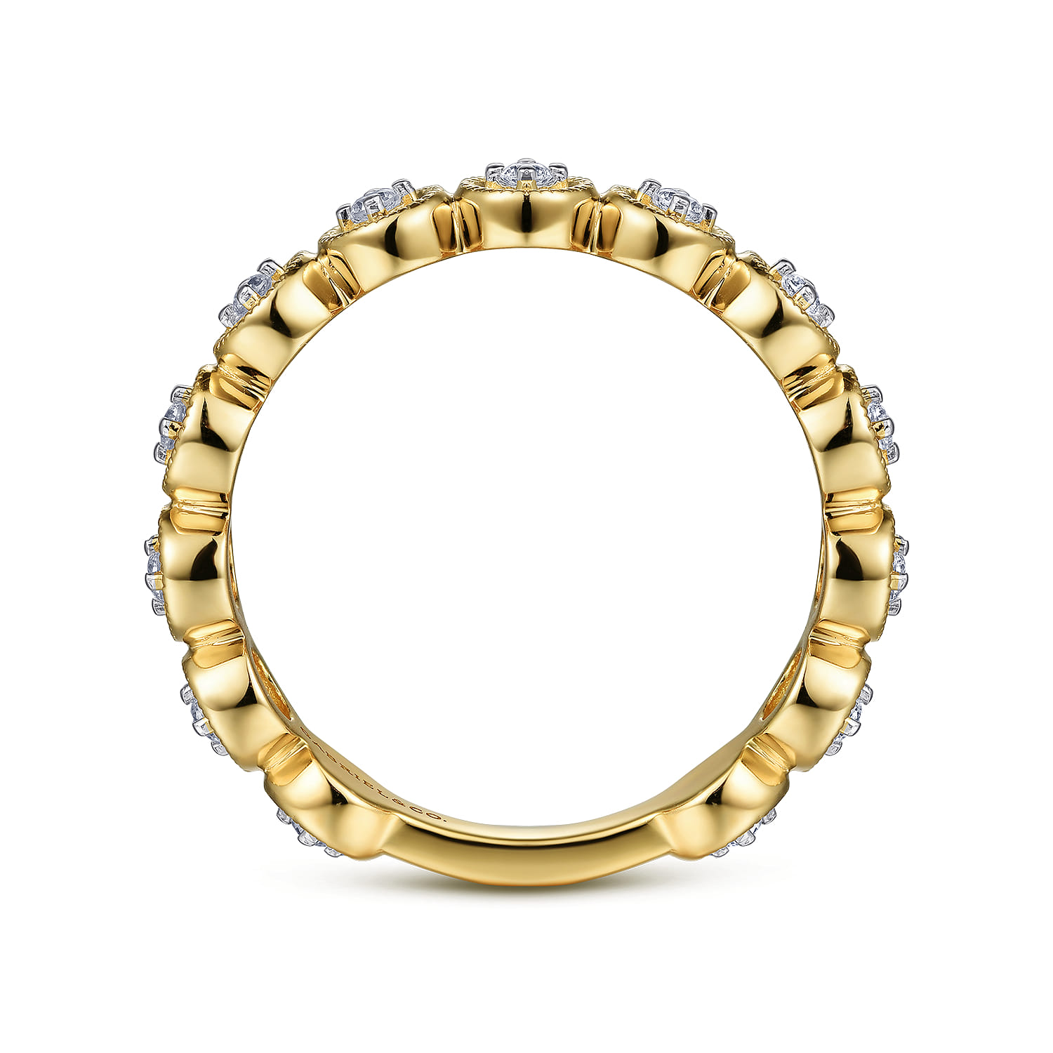 14K Yellow Gold Floating Diamond Station Stackable Ring - 0.2 ct - Shot 2