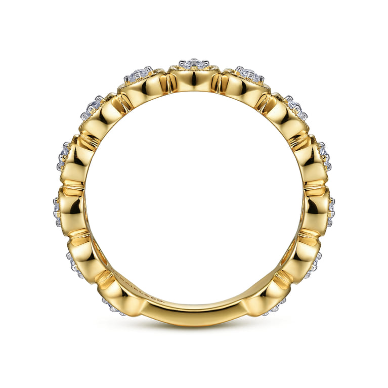 14K Yellow Gold Floating Diamond Station Stackable Ring - 0.2 ct - Shot 2