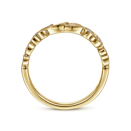 14K Yellow Gold Floral Diamond Anniversary Band