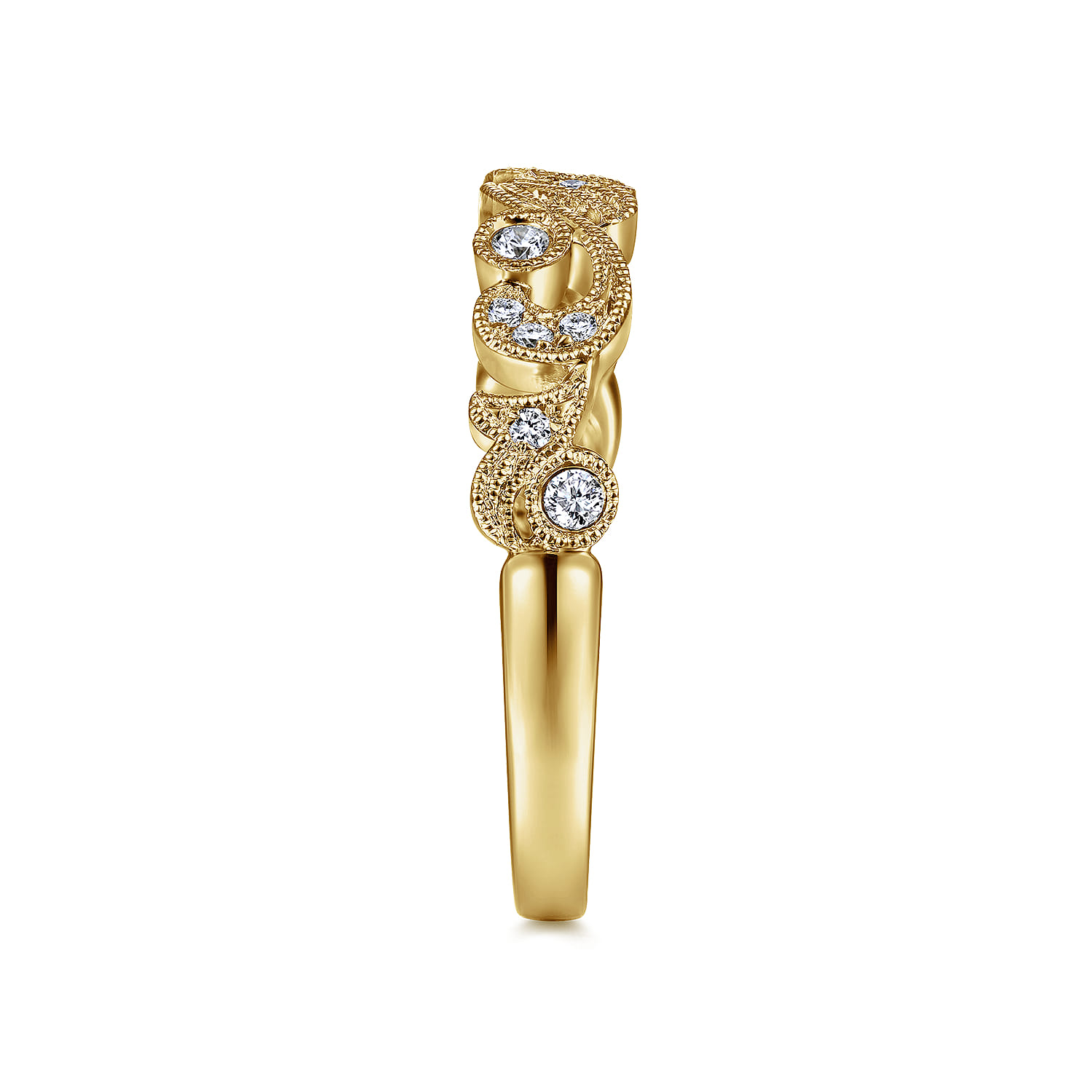 Fancy Wedding Ring in 14k Yellow Gold with Round Natural Diamond at Gabriel & Co. - Shot 4