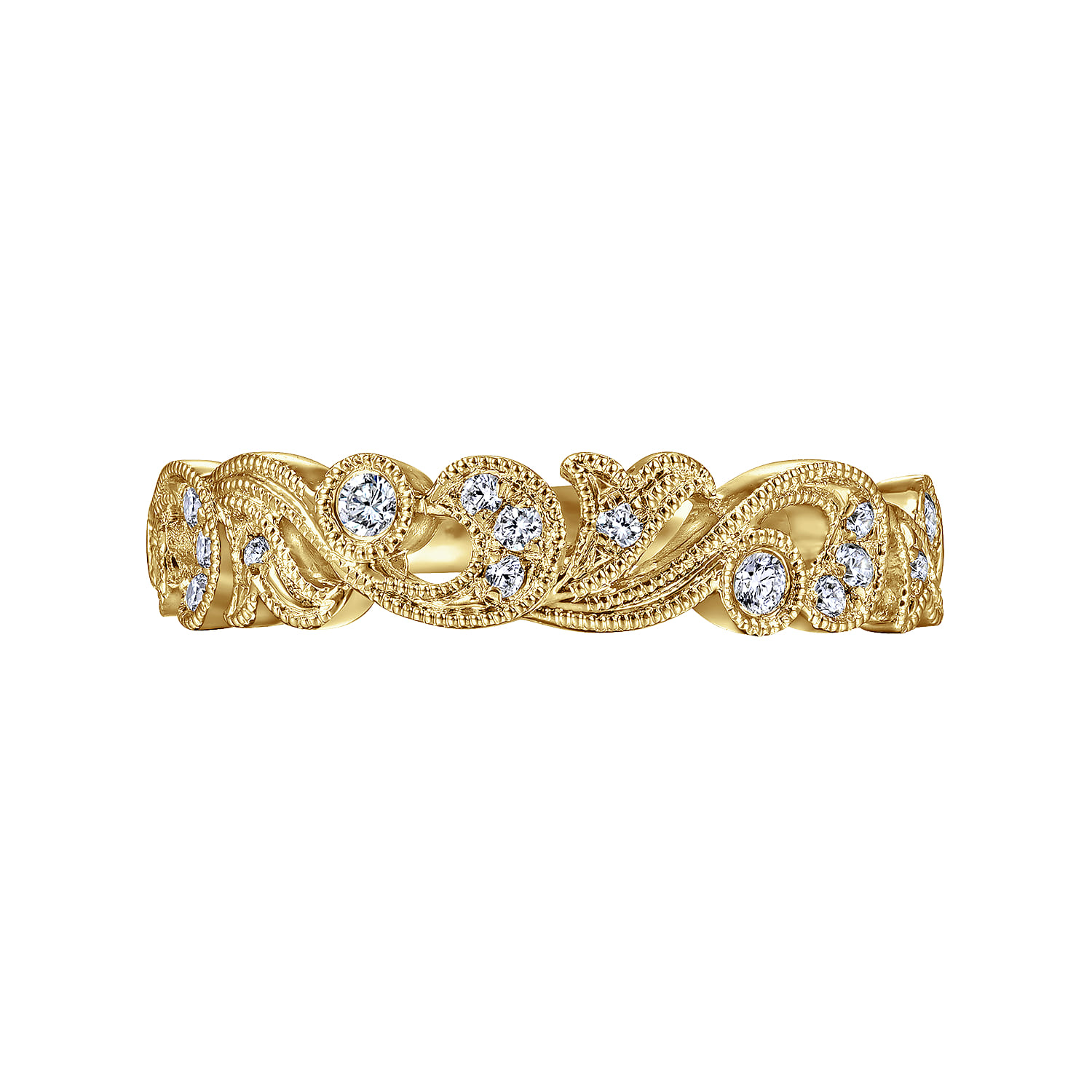Fancy Wedding Ring in 14k Yellow Gold with Round Natural Diamond at Gabriel & Co. - Shot 5
