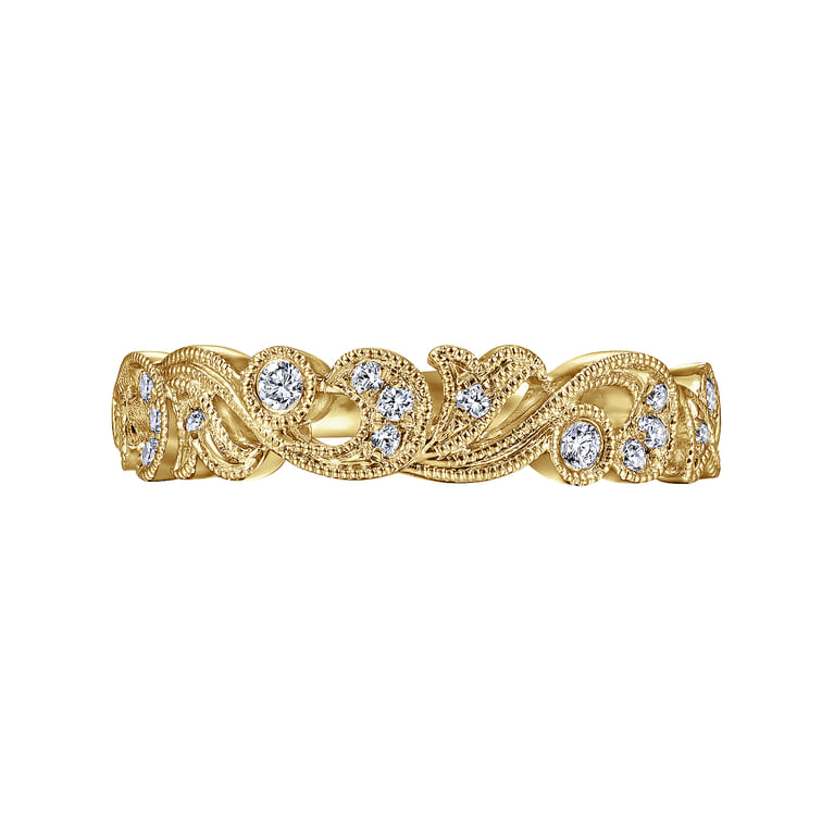 Fancy Wedding Ring in 14k Yellow Gold with Round Natural Diamond at Gabriel & Co. - Shot 5