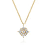 14K Yellow Gold Floral Diamond Pendant Necklace - 0.35 ct