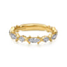 14K Yellow Gold Floral Diamond Stackable Ring - 0.14 ct