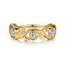 14K Yellow Gold Floral Diamond Stackable Ring - 0.1 ct