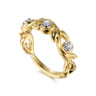 14K Yellow Gold Floral Diamond Stackable Ring - 0.1 ct