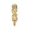 14K Yellow Gold Floral Diamond Stackable Ring - 0.1 ct