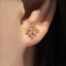 14K Yellow Gold Floral Diamond Stud Earrings - 0.1 ct