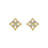 14K Yellow Gold Floral Diamond Stud Earrings - 0.1 ct