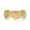 14K Yellow Gold Floral Garden Stackable Ring