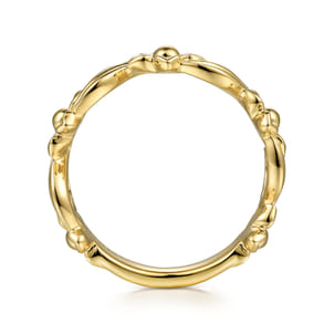14K Yellow Gold Floral Garden Stackable Ring