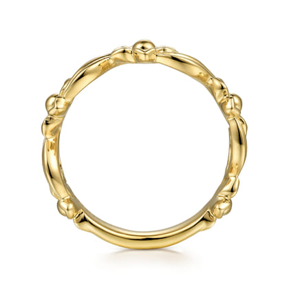 14K Yellow Gold Floral Garden Stackable Ring