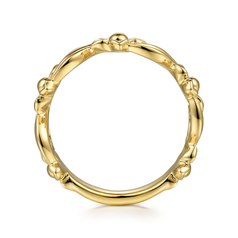 14K Yellow Gold Floral Garden Stackable Ring - Shot 2