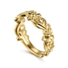 14K Yellow Gold Floral Garden Stackable Ring