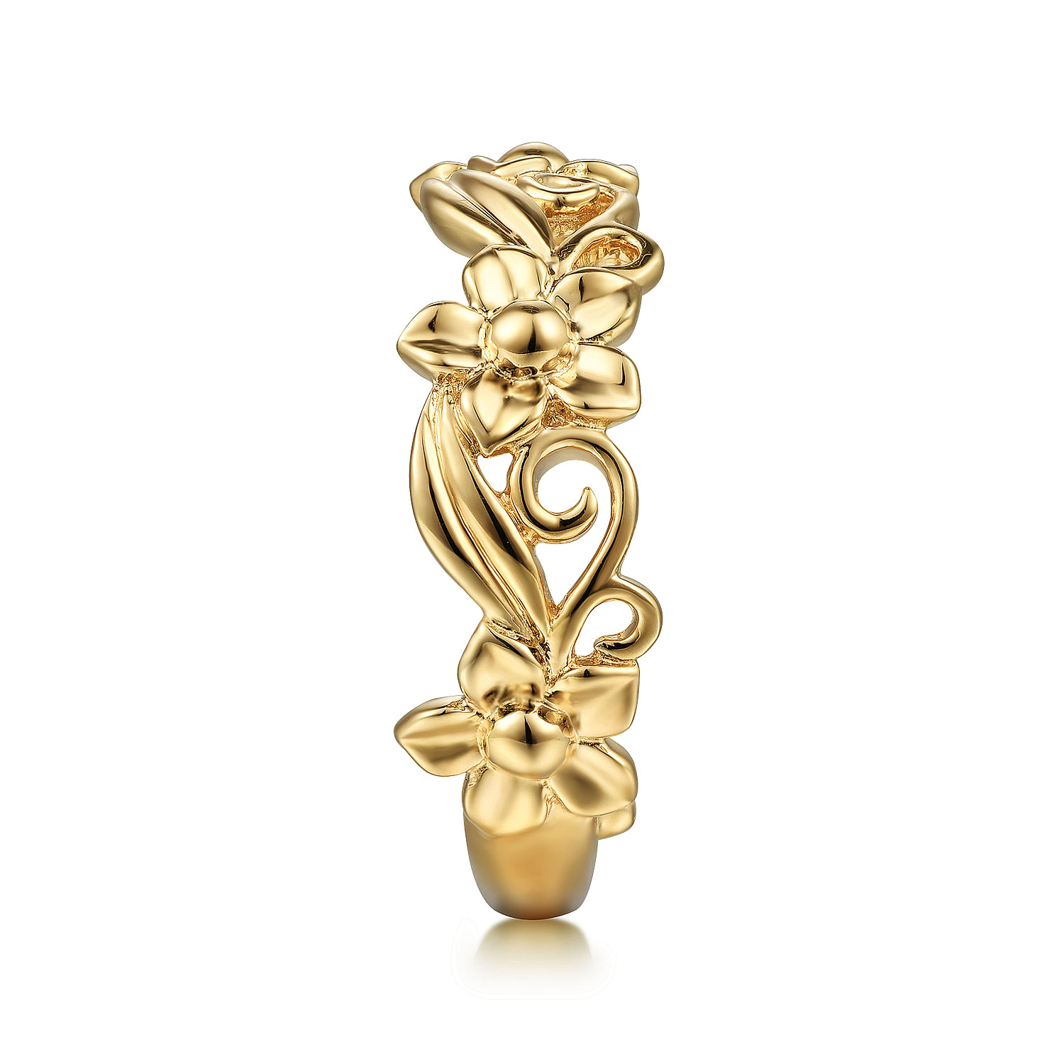14K Yellow Gold Floral Garden Stackable Ring