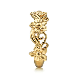 14K Yellow Gold Floral Garden Stackable Ring