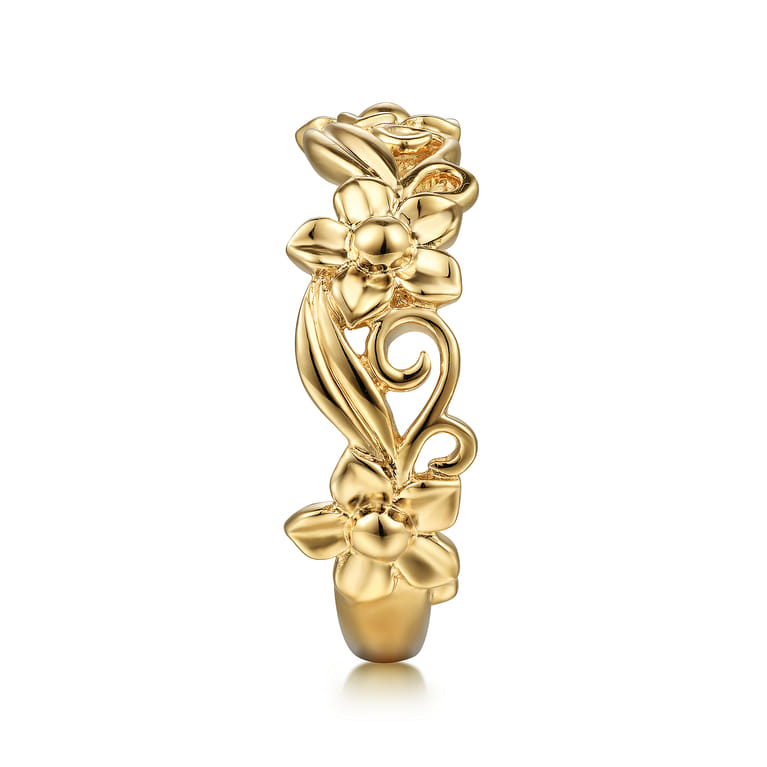 14K Yellow Gold Floral Garden Stackable Ring - Shot 4