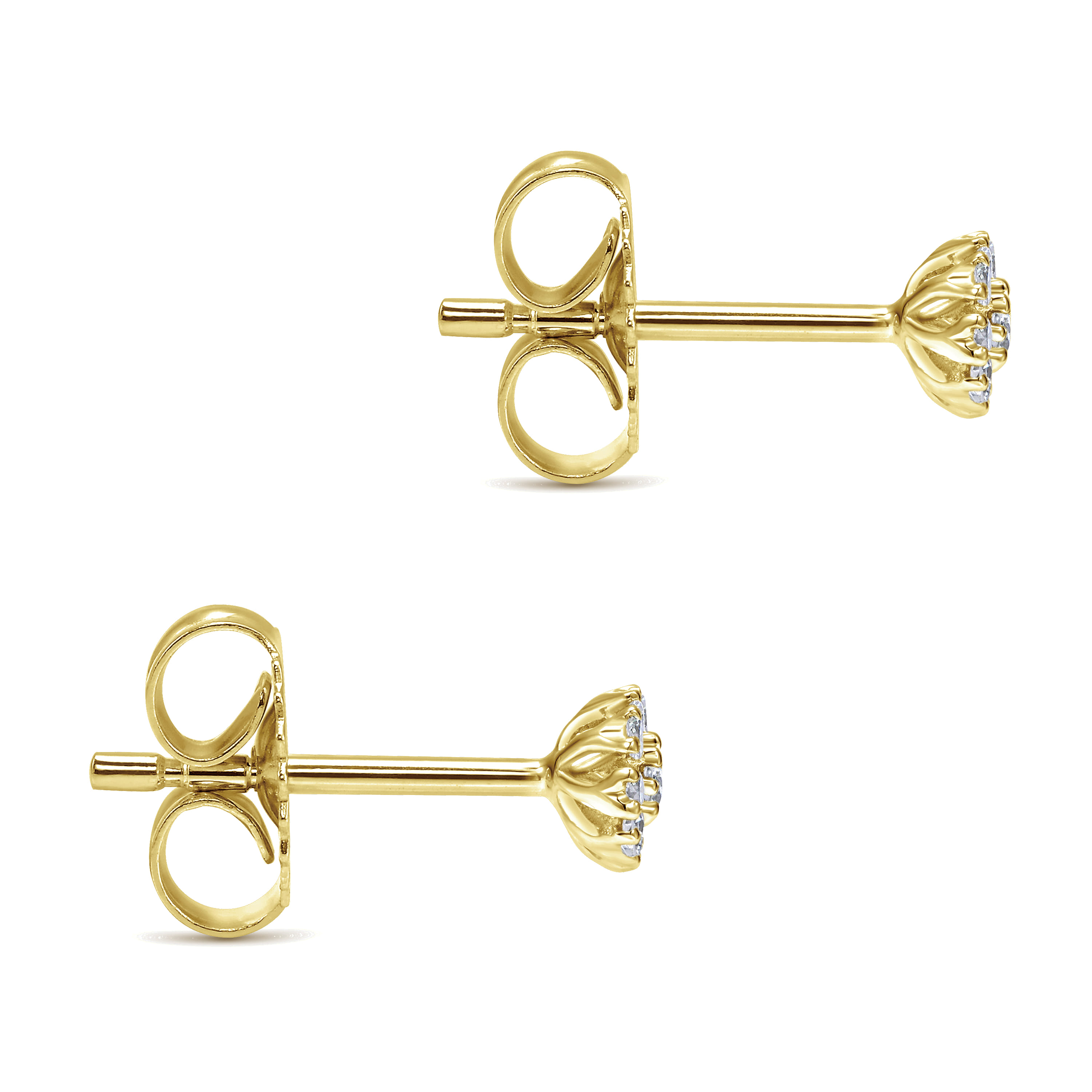 14K Yellow Gold Floral Inspired Diamond Stud Earrings - 0.11 ct - Shot 3