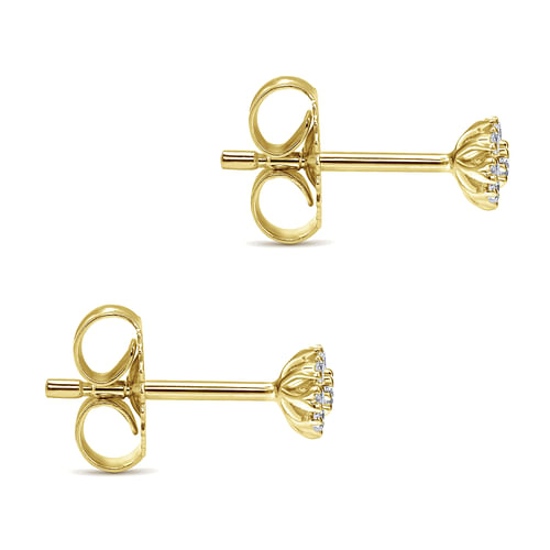 14K Yellow Gold Floral Inspired Diamond Stud Earrings - 0.11 ct - Shot 3