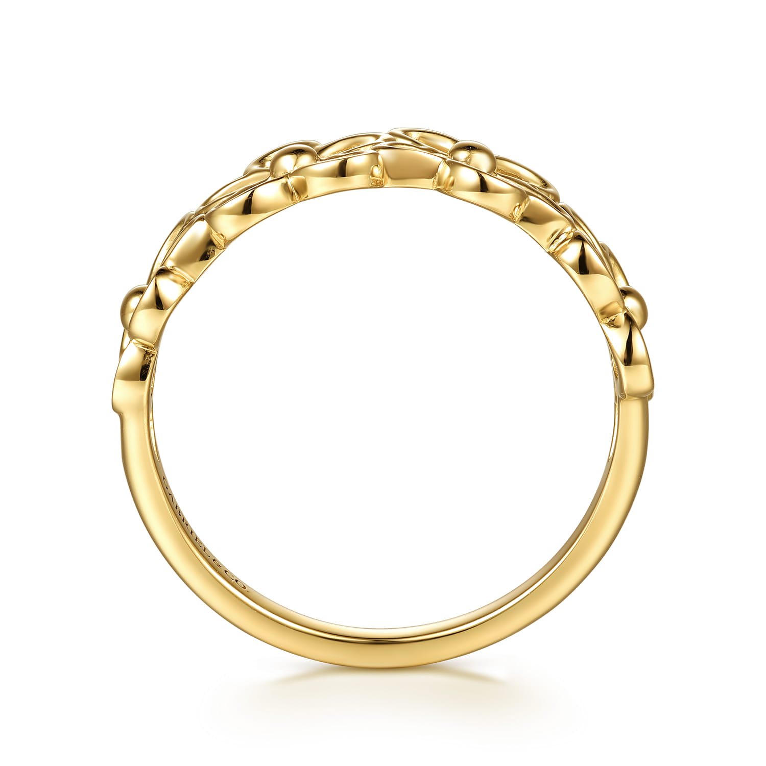 14K Yellow Gold Floral Stackable Ring - Shot 2