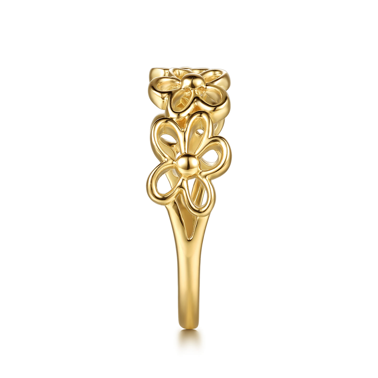 14K Yellow Gold Floral Stackable Ring - Shot 4