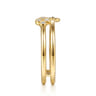14K Yellow Gold Flower and Diamond Clover Easy Stackable Ring - 0.04 ct