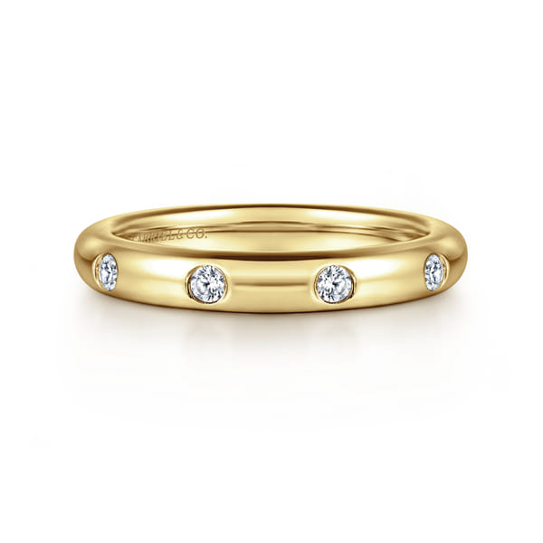 Burnish Set Diamond Eternity Band in Yellow Gold
