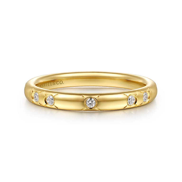 Straight Wedding Ring in 14k Yellow Gold with  Natural Diamond at Gabriel & Co. - Shot 1