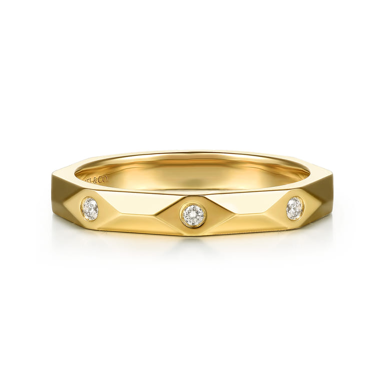 Straight Wedding Ring in 14k Yellow Gold with  Natural Diamond at Gabriel & Co. - Shot 1
